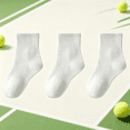 thumbnail image 4 of White Cotton Crew Socks for Girls - 3-Pack, Soft Breathable Solid Color School Uniform,Size 9 T, 4 of 5