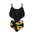 thumbnail image 3 of WREESH Womens Two Piece Swimsuit Ruffle Tankini Swimsuit Fashion Printing Bikini Push-Up Padded Swimsuit Beachwear Set Bathing Suit Black, 3 of 8