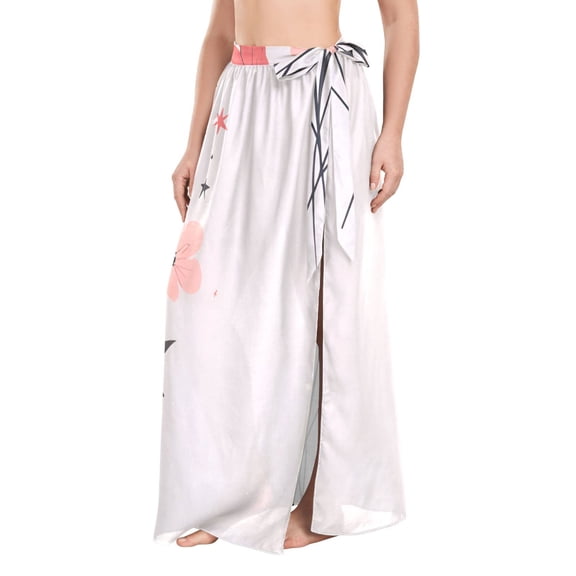 FORMRS Womens Beach Sarong Semi-Sheer Bikini Wrap Skirt Swimsuit Cover-ups, Pink Flower