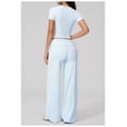 thumbnail image 2 of PISONIC Women Two Piece Workout Sets Short Sleeve T-Shirt Matching Butt-lifting Flare Leggings Gym Yoga Outfits, 2 of 6