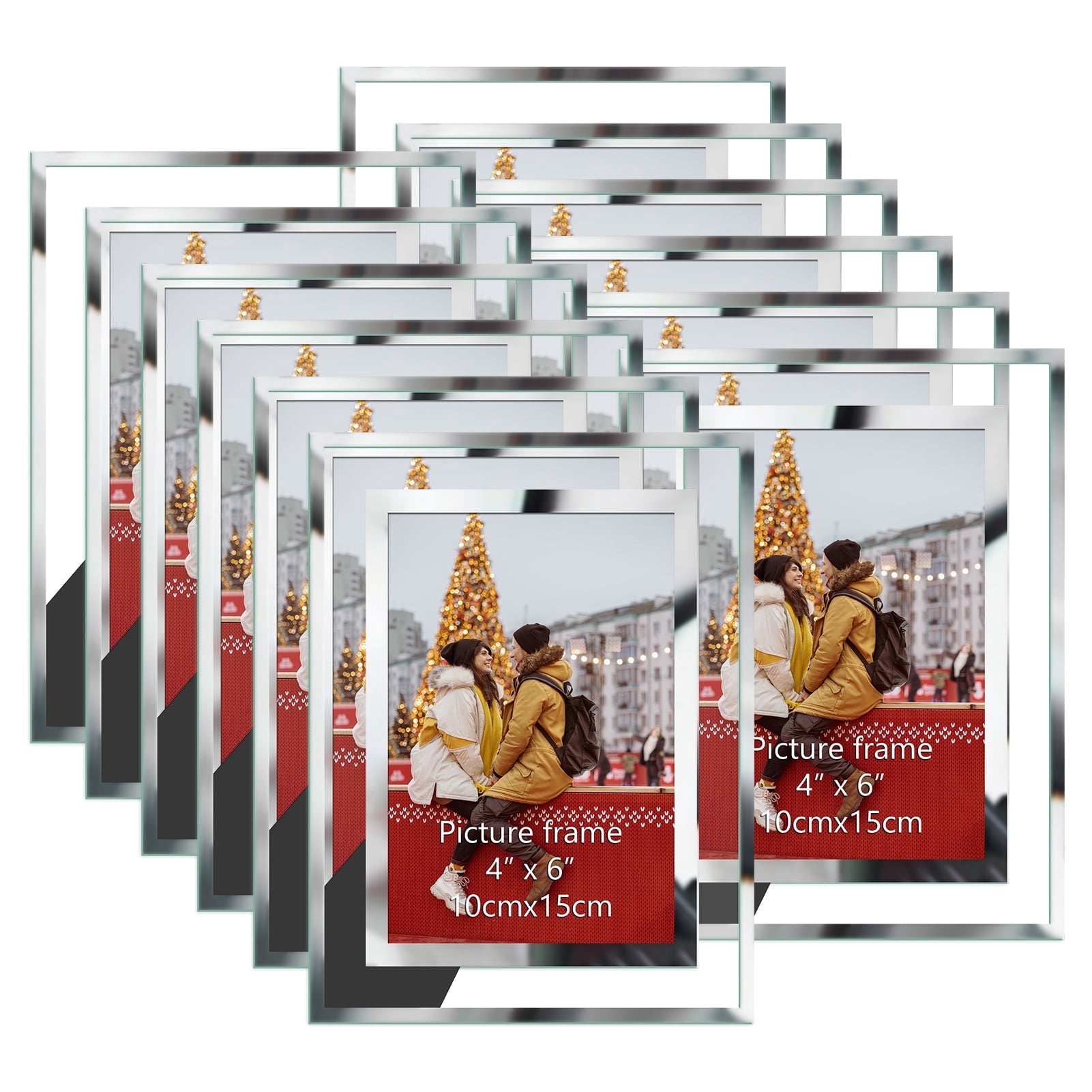 12 Pack 4x6 Glass Picture Frames, Clear Floating Photo Frame Set for Desktop Display