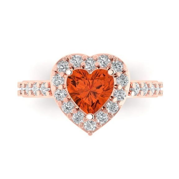 Halo Engagement Ring for Women - 2.03ct Simulated Red Diamond in 14K Rose Gold Promise Ring