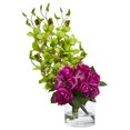 thumbnail image 2 of Nearly Natural 1589-GP Rose & Dendrobium Orchid Artificial Arrangement - Green & Pink, 2 of 2