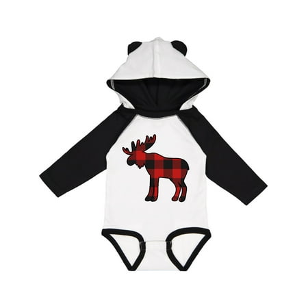 

Inktastic Moose Silhouette Plaid Gift Baby Boy or Baby Girl Long Sleeve Bodysuit
