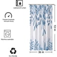 thumbnail image 4 of Stall RV Shower Curtain Set, 36Wx72HInch Narrow Fabric Blue White Eucalyptus Leaf Shower Curtains, Soft Waterproof Polyester Bathroom Curtains with hooks, 4 of 5