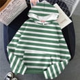 thumbnail image 3 of VISALY Hoodies Pullover Cotton Sweaters Oversized Hoodies Striped Plus Size Sweatshirts Long Sleeve Sweaters Pullover Fall Clothes with Pocket Sweatshirt Women Women Pullover Sweater Pullover Green Xl, 3 of 4