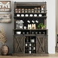 thumbnail image 3 of Farmhouse Coffee Bar Cabinet with Sliding Barn Door,75"Tall Bar Cabinet Kitchen Buffet Sideboard with Rack,Easy Assembly, 3 of 7