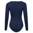 thumbnail image 3 of Doublju Women's Long Sleeve V-Neck Stretchy Bodysuit Tops (Plus Size Available), 3 of 5