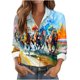 thumbnail image 3 of TaTaai Women Long Sleeve Collared Printed Shirt Casual Button Down Blouse Ladies Weekend Outdoor Vacation Wear Soft Comfortable Non See Through Versatile Stylish Top Gift, 3 of 6