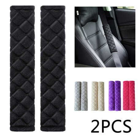 Forala 4pcs/Pack Car Seatbelt Pads Purple Soft Velvet Shoulder Strap Belt Covers Harness Protector for Cars/Bags/Cameras/Warm Winter Stress Relax for Your Neck 