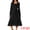 Black, variant on Women's Pleated Crewneck A Line Flowy Long Sleeve Dress L Black