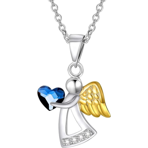 SISGEM 925 Sterling Silver Guardian Angel Necklace, Birthday Jewelry Gifts for Women Her