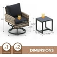 thumbnail image 2 of 3 Piece Patio Furniture Set, Outdoor Swivel Chair and Table, Wicker Patio Chairs Set of 2 with Side Table for Porch Garden Lawn Balcony Backyard (Brown & Black), 2 of 7