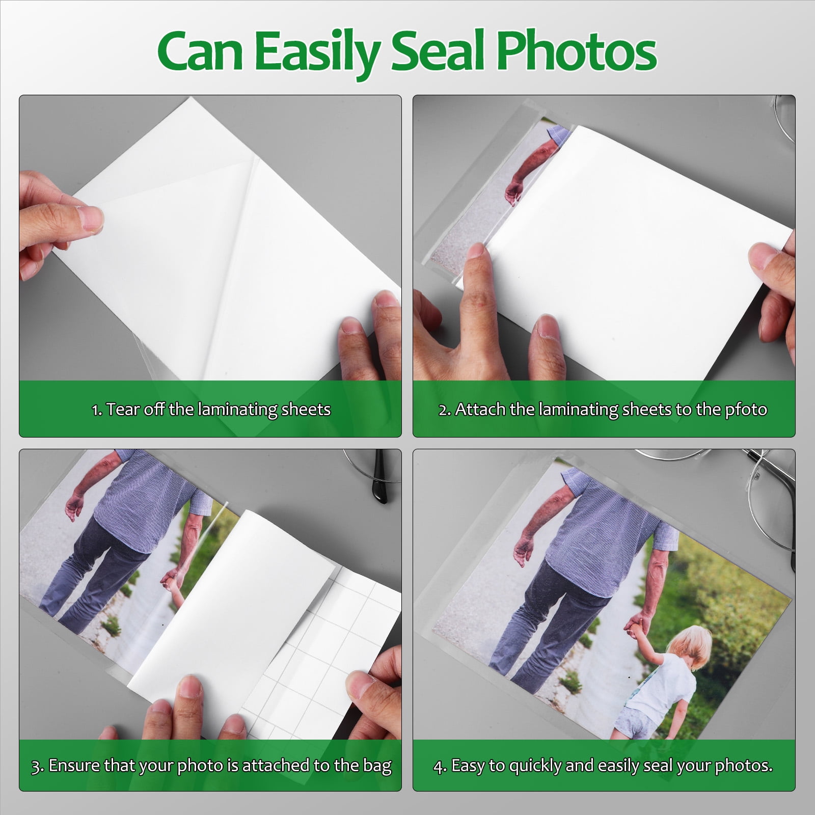 FUEENIRVA Clear PVC Laminating Sheets Self-Adhesive for Photos and Documents, Smooth Flat Protective Film Sheets