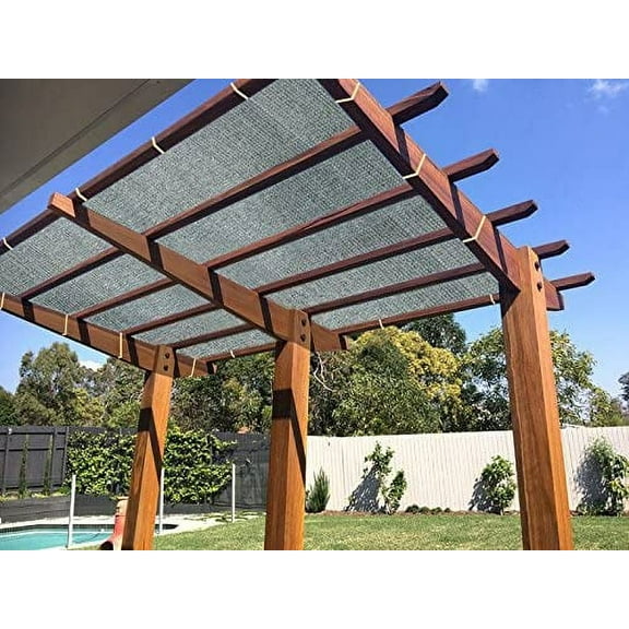 Shatex 90% Shade Cloth Gray Sunblock Fabric with Rope UV Resistant for Patio/Pergola/Canopy,10x12ft