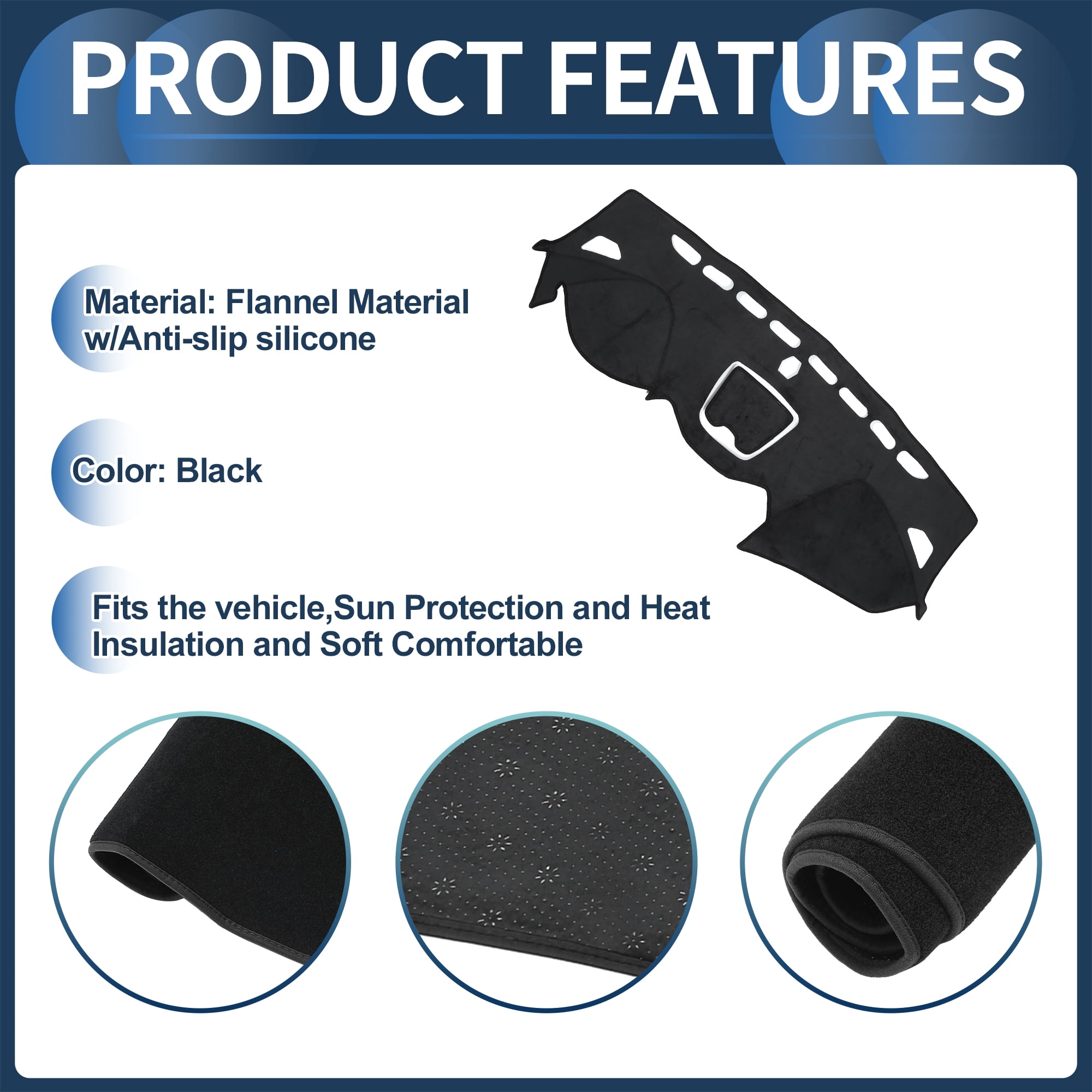 Unique Bargains Dash Cover Non-Slip Dashboard Carpet Mat for Hyundai Santa Fe 2013-2018