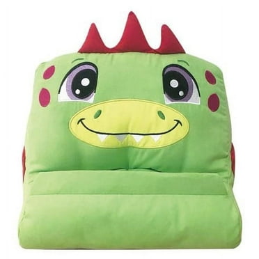 Childrens Cuddly Tablet Holder, Dinosaur, Green, iPad Stand, Cuddly Reader Tablet Stand and Book Holder, Reading Pillow, Fun Reading in Bed Travel