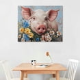 thumbnail image 2 of Pig Pictures Canvas Wall Art Pig Pictures Holding Flowers Canvas Print Farm Animals Picture Decor for Wall Country Animal Pink Pig for Kids Framed, 2 of 4