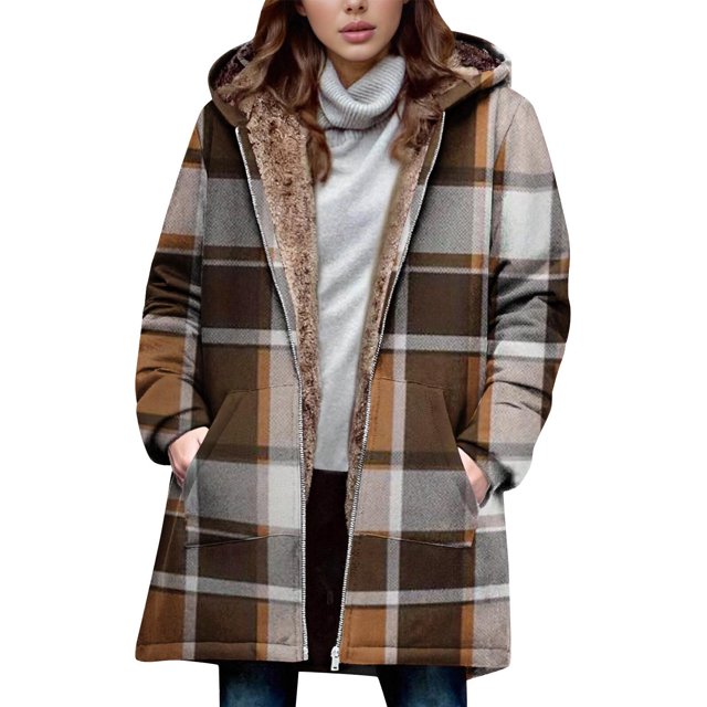 AUNVITO Women's Sherpa Lined Hooded Jacket Thick Fleece Long Sleeve Solid Color Loose Warm Winter Casual Coat