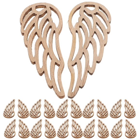 50pcs Unfinished Wood Angel Wings Cutouts Diy Crafts Chip Embellishments Wood Wing Slices Wood Art Pieces Christmas Tree Ornaments For Handicraft Projects Art Supplies