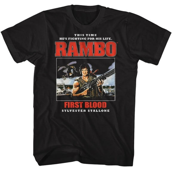 Rambo Text Stack Black Adult T-Shirt
