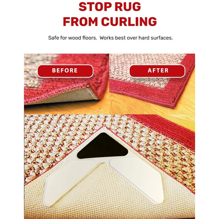 NeverCurl Best V Shape Design Rug Corner Gripper to Instantly Stops Corner  Curling - Safe for Wood Floors - For Indoor & Outdoor Rugs - Carpet / Rug