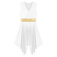 thumbnail image 3 of Raenseen Women's Asymmetrical Praise Dance Tunic Sleeveless Worship Lyrical Dance Dress Overlay White S, 3 of 8