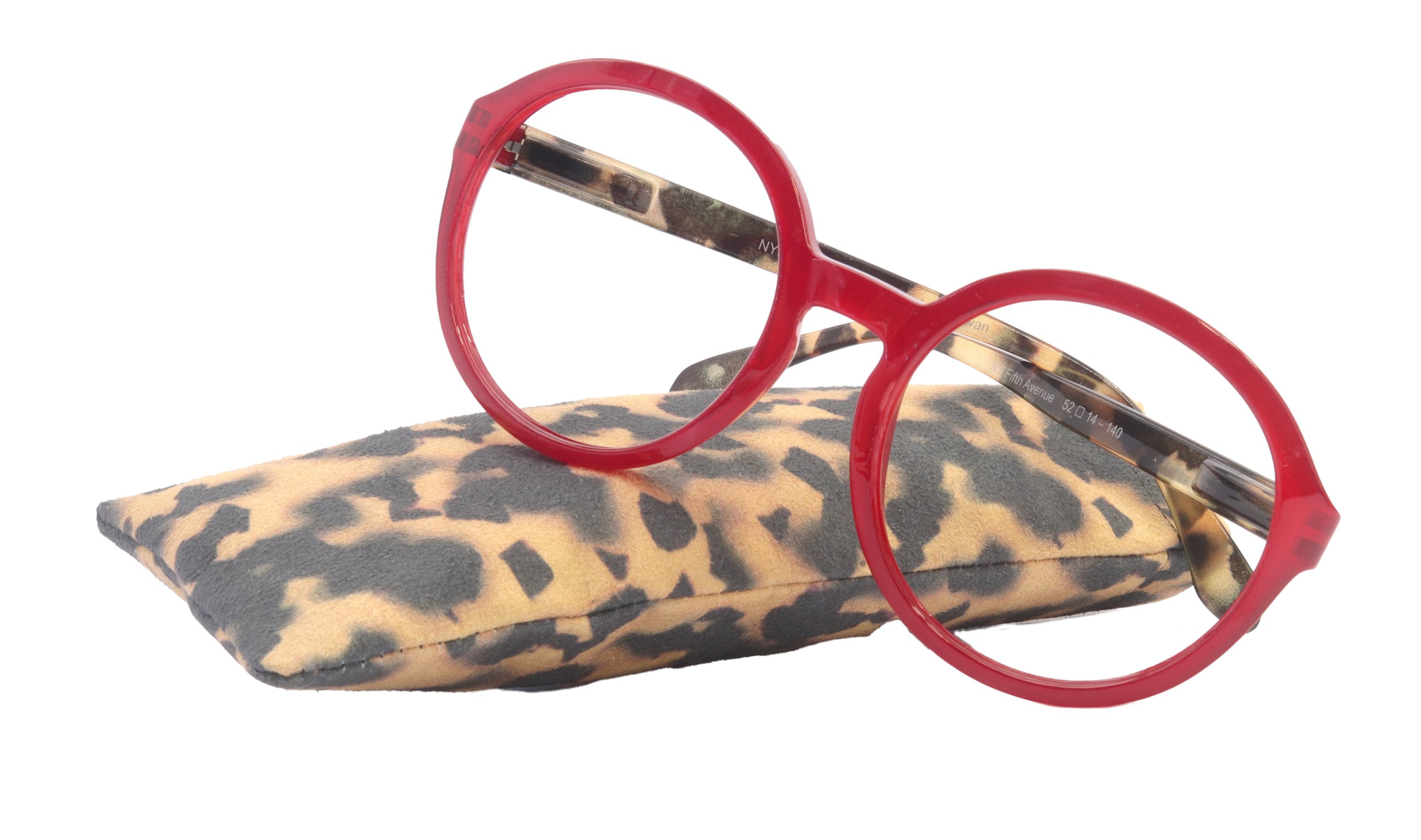 Jackie O, (Premium) Women Reading Glasses, High End Readers (Red, Leopard) (Oversize Large Round