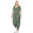 thumbnail image 3 of Pastel by Vivienne Women's Short Sleeve Harem Jumpsuit in Plus Size Olive XXX-Large, 3 of 4