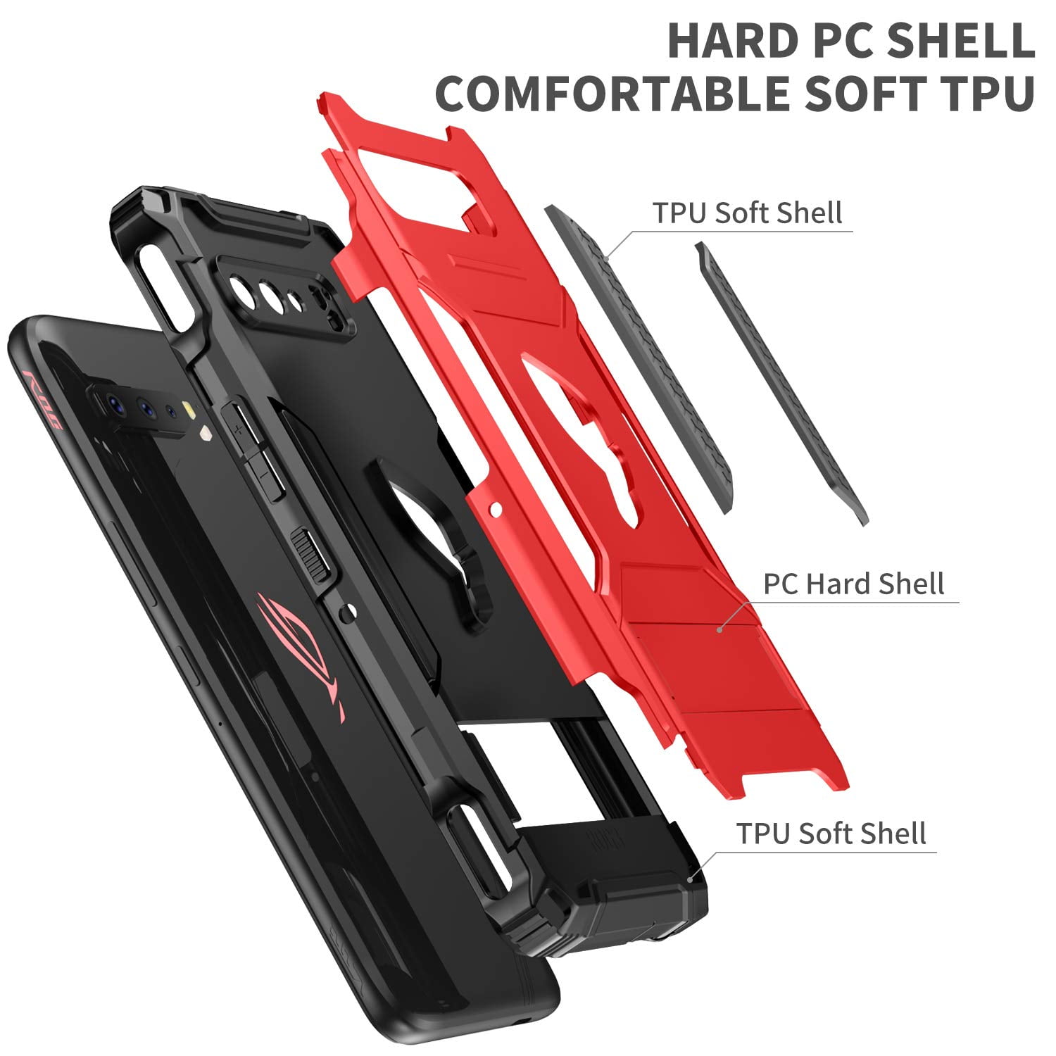 Fanbiya Armor Case for ASUS ROG Phone 3, Built in Kickstand and Camera  Cover, Dust-Proof for Charging Port and Cooler Port, Military Grade  Shockproof