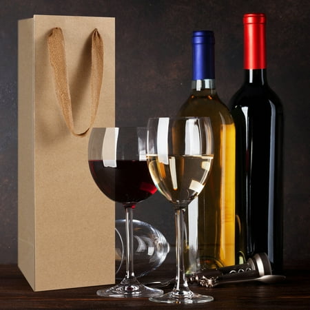 

VOSAREA 12pcs Kraft Paper Red Wine Hand Bag Wine Drinks Packing Bag Storage Bag
