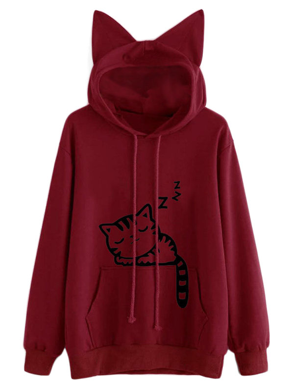Hand Painted Cats Hooded Sweater