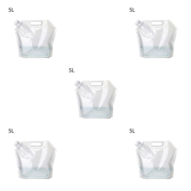 Unatoiry Water Bag Portable Storage Jug Convenient Waters Bottle with Inlaid Handle Collapsible Water Container for Travel 5L 5Set