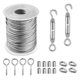thumbnail image 1 of Kit para colgar cuerda de acero inoxidable, cuerda de alambre recubierta de acero inoxidable 304 de nailon resistente, guardacabos de acero inoxidable M2 304, con manguitos de engarce de aluminio, 1 of 5