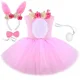 thumbnail image 3 of Vestido de tutú de conejo rosa para niñas, disfraz de conejito de Pascua, vestido de princesa de tul para fiesta de cumpleaños de niños, ropa de disfraces de animales para Halloween, 3 of 5