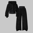 thumbnail image 5 of Mnyotv Girls Zip Fleece Pullover Tops and High Waisted Wide Leg Pants 2Pcs Set Teens Fall Winter Outfits Size 12 Years, 5 of 8