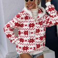 thumbnail image 4 of Mujeres abrigo de felpa con capucha impresión decoración manga larga suelta chaqueta para las mujeres otoño e invierno blanco L, 4 of 8