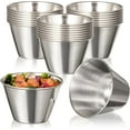 thumbnail image 1 of Fit Meal Prep [24 Pack 4 oz Stainless Steel Dipping Sauce Cups, Reusable Metal Ramekins, Commercial Grade Condiment Bowls, Individual Portion Cups, Small Round Au Jus Cup for Home, Restaurant, 1 of 7