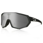 Queshark Cycling Glasses TR90 Frame Polarized Sports Sunglasses Bike Glasses for Men Women with 3 Interchangeable Lens Anti-UV400 for Driving Fishing Glof Baseball Running Hiking