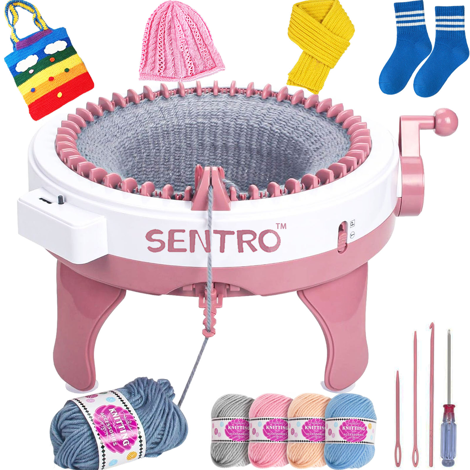 SENTRO Knitting Machine,  48 Needles and Smart Weaving Loom DIY Knit Loom Machine Kit  Smart Crochet Loom for Beginners and Adults