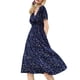 thumbnail image 4 of Txlixc Vestido de Verano para Mujer, Estampado Floral Cuello en V Manga Corta Falda Casual de Cintura Delgada para Damas, 9 Colores Txlixc  Estilo de ocio, 4 of 7