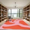 thumbnail image 2 of ODIKA 6'x9' Machine Washable Non-Slip Area Rug, Enchanting Abstract Waves with Fluid Color Transitions High Traffic Rug with Pad, Orange, 921568, 2 of 8