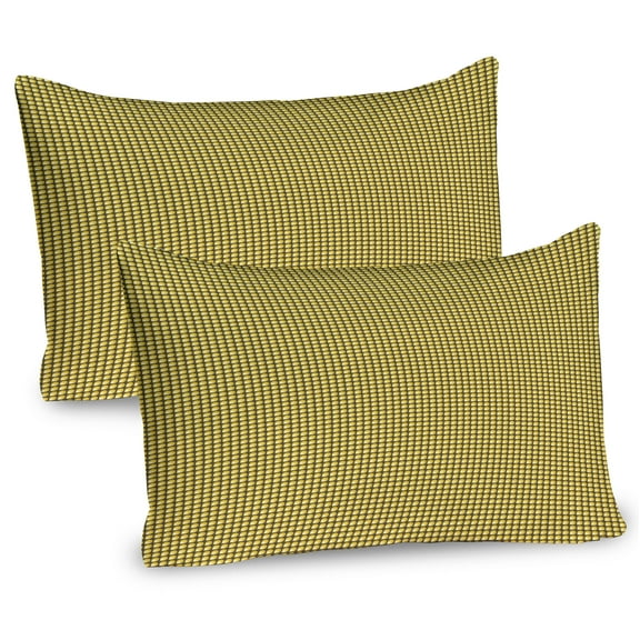 Ambesonne Abstract Art Pillow Sham 2 Pack, Retro Mini Drop Shapes, 30"x20", Pale Earth Yellow