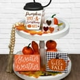 thumbnail image 2 of Heyone 7PCS Fall Decorations for Home - Fall Decor - 3 Fall Signs, 3PCS Blocks (3D Heart-shaped) & 1 Bead Garland, Happy Fall Tiered Tray Decor, Rustic Fall Tabletop Decor, 2 of 5