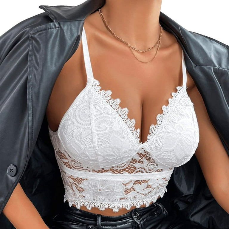 Fashion Women's Sleeveless Floral Lace Bra Padded Tank Tops Spaghetti Strap  Bralette Top Womens Lace Top Underwear : : Clothing, Shoes &  Accessories