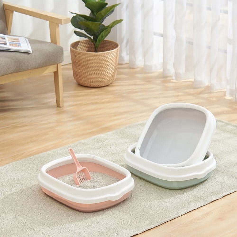 Cheers.US Semi-closed Detachable Anti-splash Pet Cats Sand Litter Box Toilet with Scoop,Portable, Lightweight, Eco-friendly Dismountable design for easy cleaning