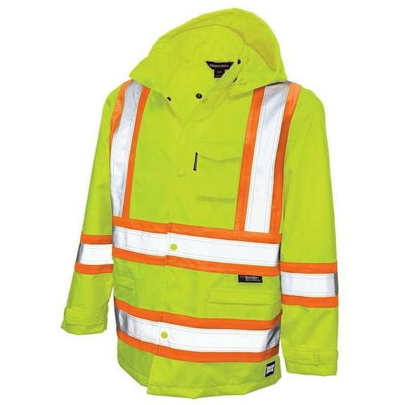 Rain Jacket, Polyester, Polyurethane, Class 3 Type R, Green, 2XL