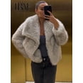 thumbnail image 5 of TRAF Metal Color Sequin Woven Jacket For Women Loose Stand Collar Long Sleeve Coat 2023 Autumn Winter Chic Female Outerwear, 5 of 5