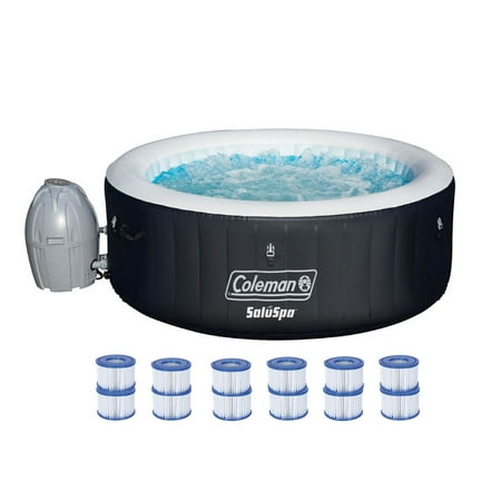 Coleman SaluSpa 4 Person Inflatable Hot Tub Spa + 12 Filter Cartridge Refills