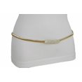 thumbnail image 6 of Women Hip Waist Belt Gold Metal Elastic Bling Plate Buckle S M L, 6 of 8